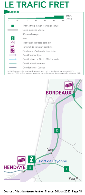 Carte avec légende du trafic fret